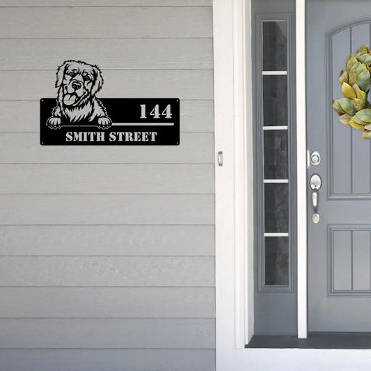 Golden Retriever Version 3 Street Address Sign - Metal Dogs