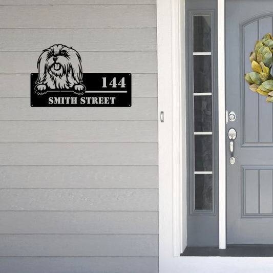 Maltese Street Address Sign Version 3 - Metal Dogs