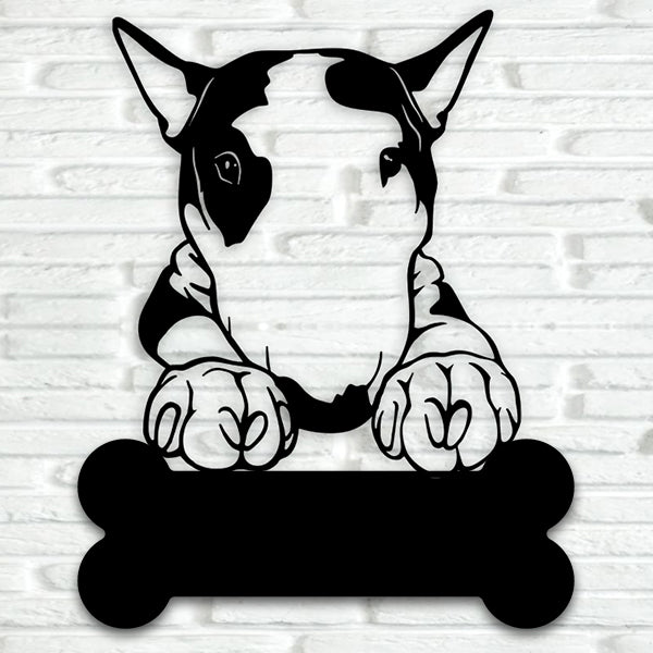 Bull Terrier Puppy Metal Art - Metal Dogs